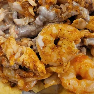 Steak, Chicken and Shrimp with Cheese Min