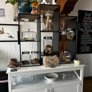 a display of baked goods