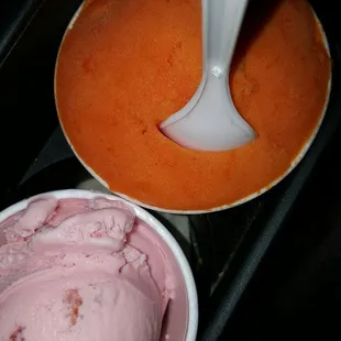 Mango-loco and strawberry ice cream!