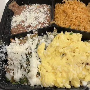 Chilaquiles with scrambled eggs