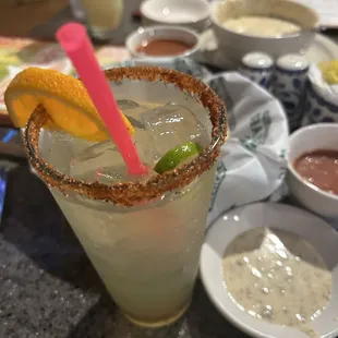 a margarita in a tall glass