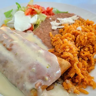 Chicken Chimichanga lunch special - $10.50