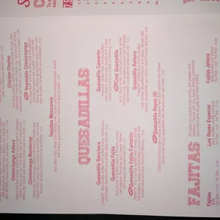 menu