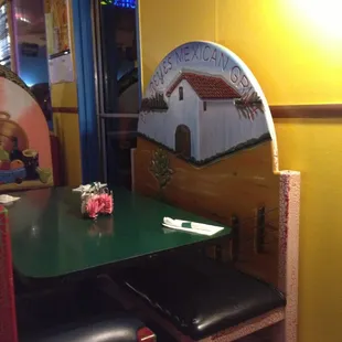 Table with Los Reyes painted into it