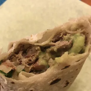 a burrito cut in half