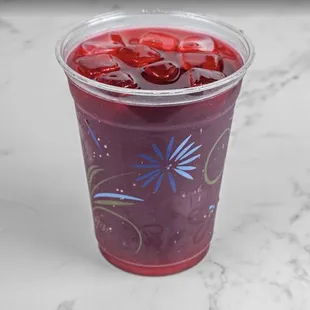 a drink in a plastic cup