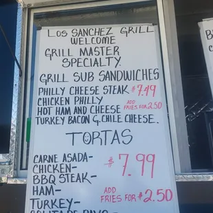 Dated June 2023 partial menu