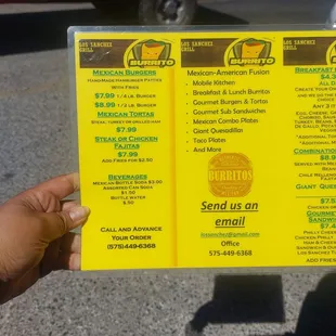 Dated June 2023 partial menu