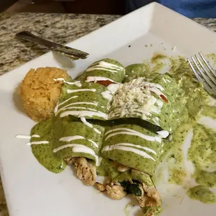 Chicken &amp; Spinach enchiladas