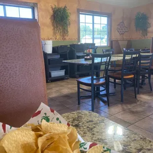 a bowl of chips on a table