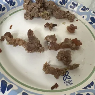 Asada meat that was so chewy it was un eatable.