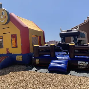 Mechanical bull and train jumper.