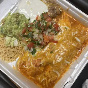 Cheese Enchiladas with Rice and Beans