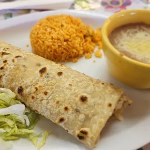 My chicken burrito with rice and beans