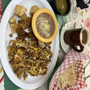 Machaca and eggs, beans with fresh tortillas and salsa verde. My Sonoran dogs were so good I went back the next morning for breakfast.