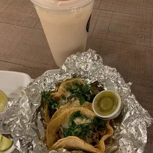 brisket tacos and horchata!
