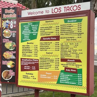 Latest Drive Thru Menu as of 12/3/22