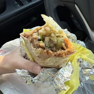 Burrito with green salsa