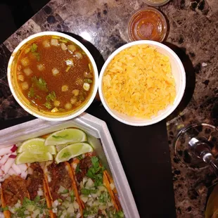 Soup and Mexican rice