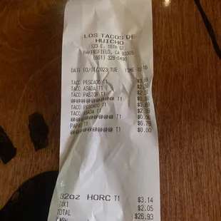 Recibo de lo que Ordene