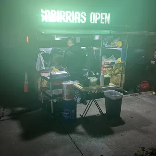 a street vendor at night