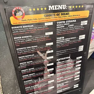menu