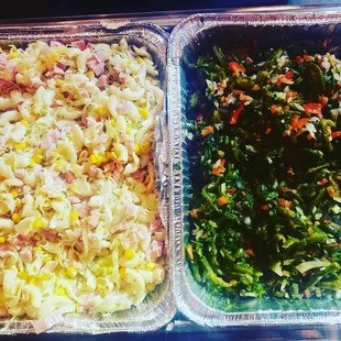 Pasta salad and cactus salad