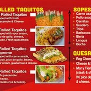 the menu for the restaurant