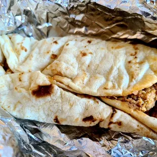 Chorizo and egg taco