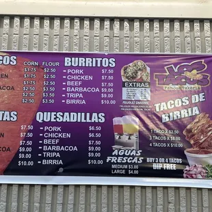 menu