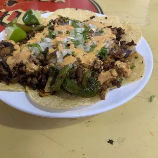 This is a pic of the El Toques I had from Los Tacos H's it was amazing. The service was great, and the restaurant was nice and clean.