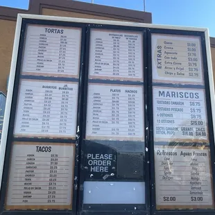 Drive thru menu
