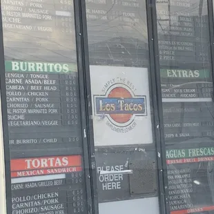 Drive thru menu
