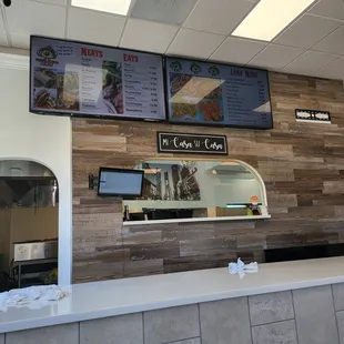 the counter and menus