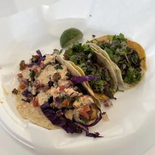 Shrimp and asada tacos are really good! Great food and great service!