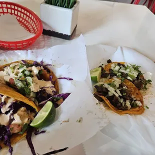 carne and shrimp tacos