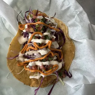 Battered shrimp taco