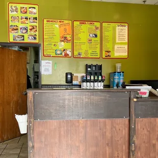 the front desk of a restaurant