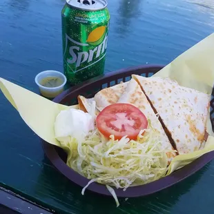 Al pastor quesadilla...with cooked diced pineapple?!!