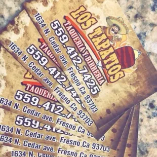 business cards on a counter