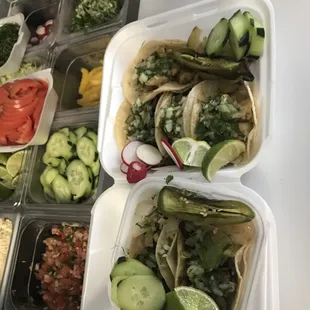 a variety of taco dishes