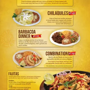 a menu for a mexican restaurant