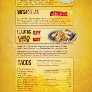a menu for a mexican restaurant
