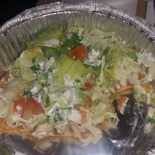 Vegetarian tostada...good salty cheese