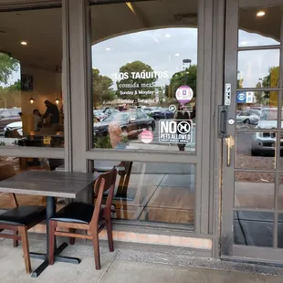 door and some outdoor dining area