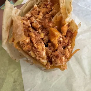 Inside the chorizo burrito