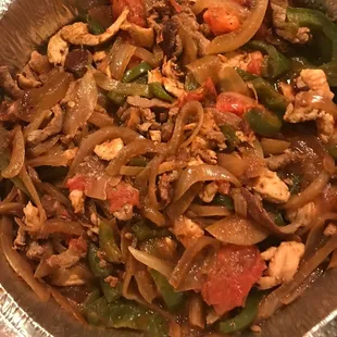 Chicken and Beef Fajitas! Very tasty!