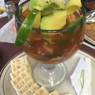 Delicious shrimp cocktail at Los Tequilas.