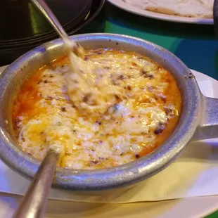 Queso fundido with chorizo.