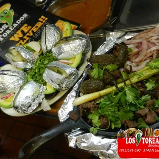 two plates of food on a table